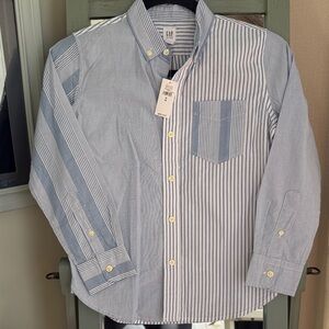 GAP Boys Classic Blue and White Striped Button Down Shirt